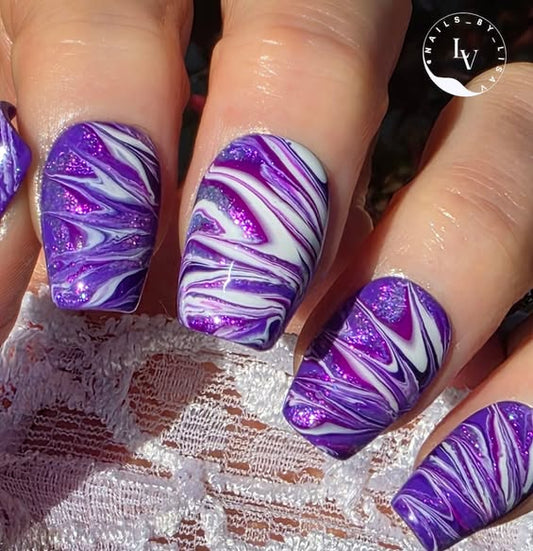 Marble Purple Iridescence Gel Mani - Purple Crush, Scandal, Barefoot Sea, Grape Escape, Diva - HEMA HPMA TPO Free