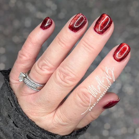 Black Cherry Solid, Silhouette Cat Eye, Zinfandel Jelly Gels Layered Mani - HEMA, HPMA, TPO Free