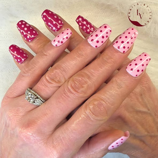 ULTRA Cherry Glaze & Strawberry Cream Solid Color Gels Mani - HEMA HPMA TPO Free