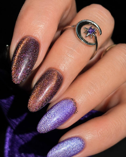 ULTRA Cosmos & ULTRA Violet Voltage Cat Eye Gel Mani - Reflective Cat Eye - HEMA HPMA TPO Free