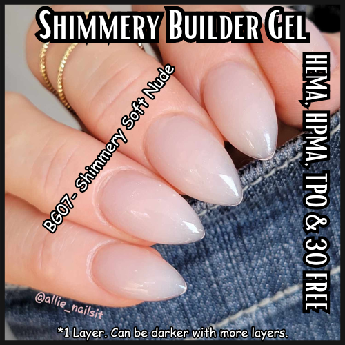 Shimmer Builder Gel in Bottle - BG05, BG06, BG07 - HEMA, HPMA, TPO Free