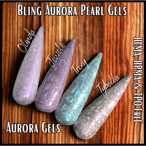 Olinda, Jewele, Trixy, Tybella - Aurora Pearl Shimmer Gel - HEMA, HPMA, TPO Free
