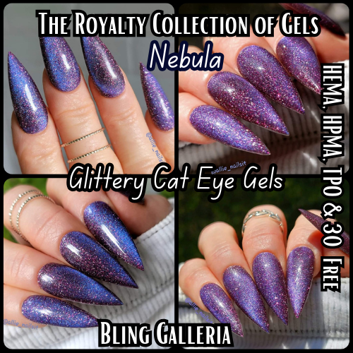 Royalty Glitter Cat Eye Gels - Nebula, Inferno, Pandora - HEMA, HPMA, TPO Free