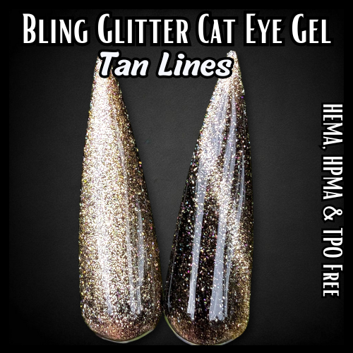 Tan Lines - Gold Platinum Fine Glitter Cat Eye - HEMA, HPMA, TPO Free