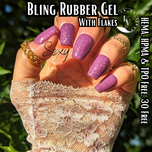 Rubber Base Gels With Flakes Collection - Ballet, Ariel, Bliss Impulse, Glam, Sexy, Sizzle, Paris, Lace - HEMA, HPMA, TPO Free