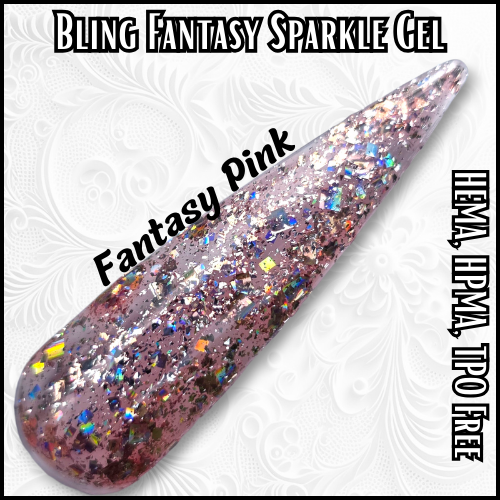 Fantasy Pink Holographic Glitter Gel - Pale Rose 8 in 1 Multifunctional Gel - HEMA, HPMA, TPO Free