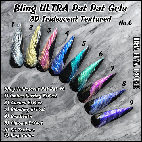 ULTRA Iridescent PAT PAT 9 Gel Set #6 - HEMA, HPMA, TPO Free
