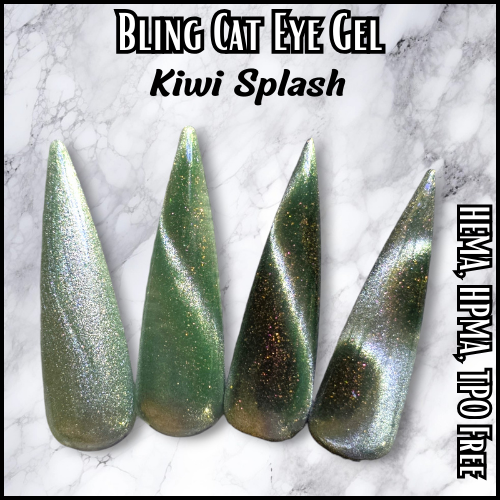 Kiwi Splash Light Green Holographic Sparkle Cat Eye Gel - HEMA, HPMA, TPO Free