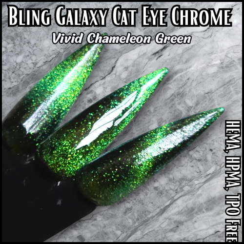 Galaxy Vivid Green Chameleon Cat Eye Chrome Pigment