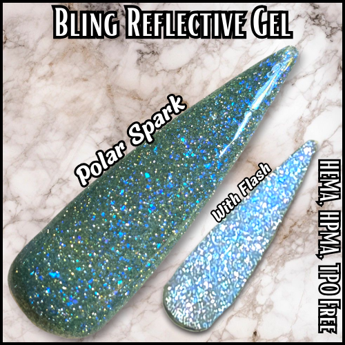 Frosted Kiss, Crystal Veil, Arctic Star, Polar Spark, Frozen Teal Reflective Gels - HEMA, HPMA, TPO Free