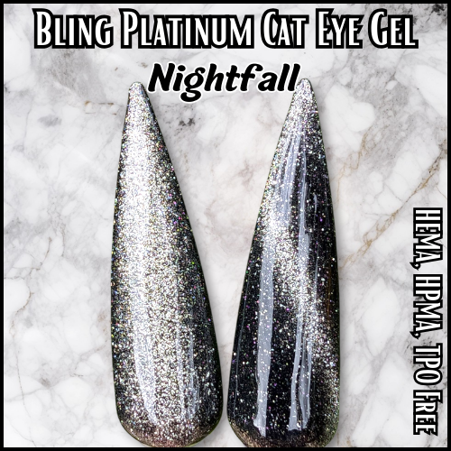 Silhouette, Tan Lines, Nightfall Platinum Fine Glitter Cat Eye - HEMA, HPMA, TPO Free