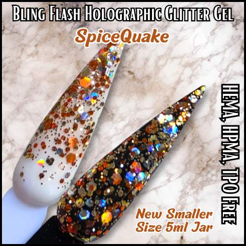 Sweet Heat, Dijon, Slate Solid Gel & Spicequake Glitter Gel Mani - HEMA, HPMA, TPO Free