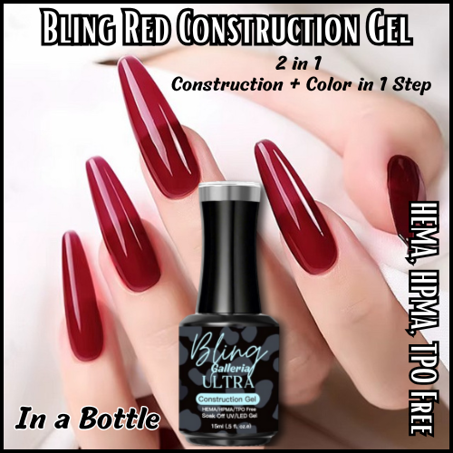 ULTRA Red Construction Builder Gel - Bottle - HEMA, HPMA, TPO Free