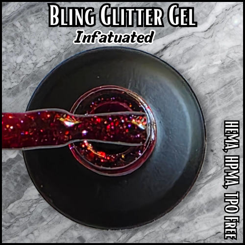 Infatuated Red Glitter Gel Mani - HEMA, HPMA, TPO Free