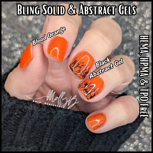 Blood Orange & Bkack Abstract Lace Gel Mani - HEMA, HPMA, TPO Free