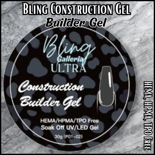 ULTRA Construction Builder Gel, Clear, 30ml Jar - HEMA, HPMA, TPO Free