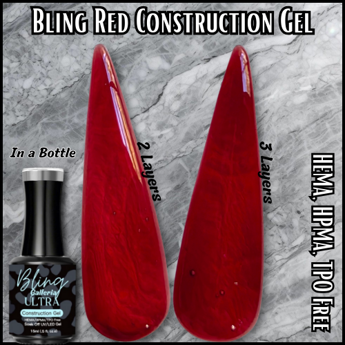 ULTRA Red Construction Builder Gel - Bottle - HEMA, HPMA, TPO Free