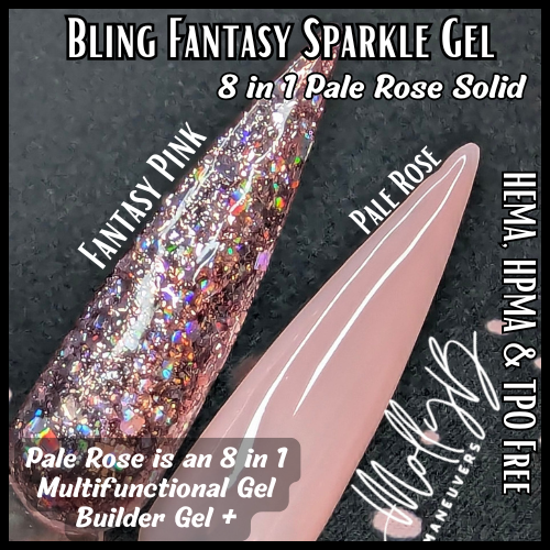 Fantasy Pink Holographic Glitter Gel - Pale Pink 8 in 1 Multifunctional Gel - HEMA, HPMA, TPO Free