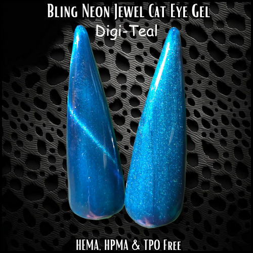 Heart Beet, Just Because, Digi-Teal Jewel Shimmer Cat Eye Gel Mani - HEMA, HPMA, TPO Free