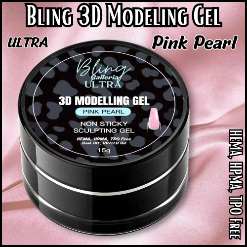 ULTRA 3D Pearl Modelling & Sculpting Gel - Non Sticky - Pink Pearl - 15 ml Jar - HEMA, HPMA, TPO Free