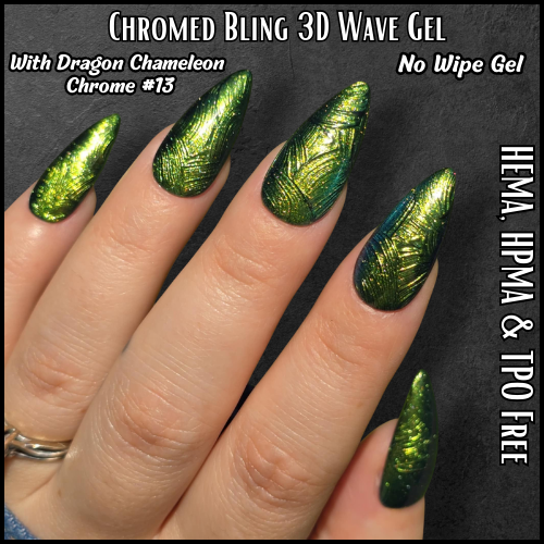 3D Wave Gel Chromed Mani with Dragon Gel #13 - Top coat, No Wipe, No Dispersion Layer - HEMA, HPMA, TPO Free