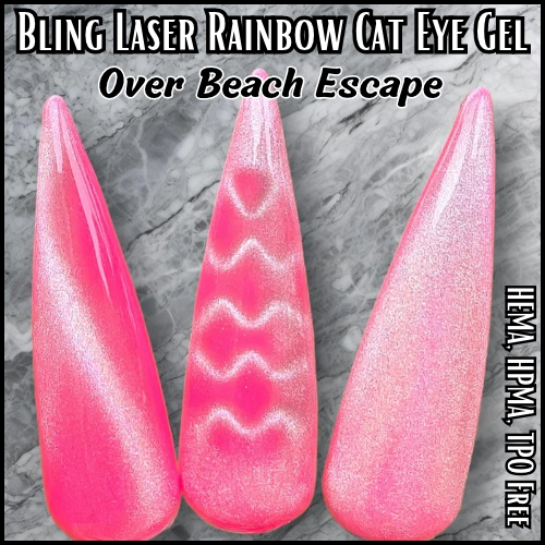 ULTRA Pixie Rubber Base Gel & ULTRA Rainbow Laser Cat Eye Overlay Gel Mani - HEMA, HPMA, TPO Free