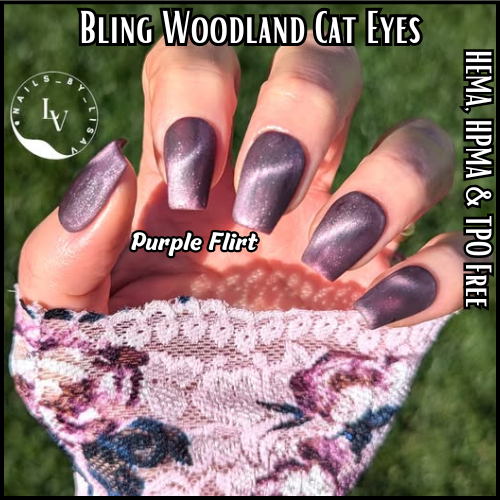 Purple Flirt & Jade Dream Gel Mani - Woodland Cat Eye Gels - HEMA, HPMA, TPO Free