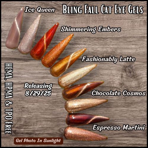 Metallic Cat Eye Gels - Ice Queen, Shimmering Embers, Fashionably Latte, Chocolate Cosmos, Espresso Martini - HEMA, HPMA, TPO Free
