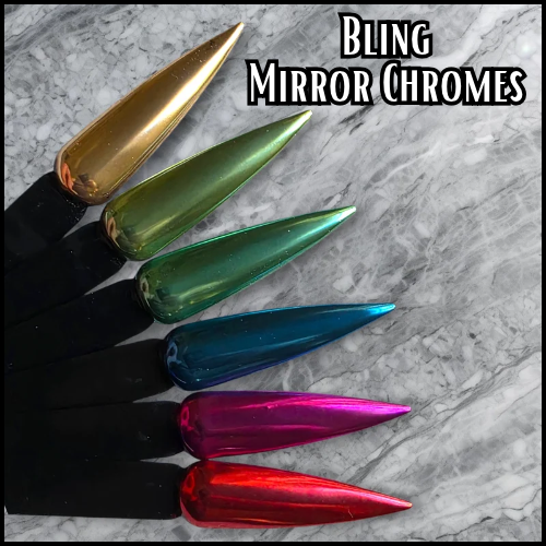Gold, Green, Teal, Blue, Red, Fuchsia Mirror CHROME Powder