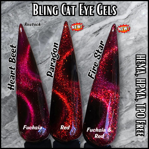 ULTRA Fire Star Red Fuchsia Shimmer Cat Eye - HEMA, HPMA, TPO Free