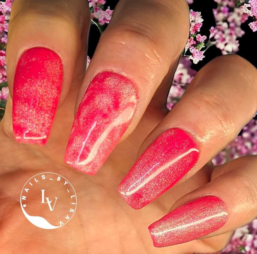 Barbie Pink Rubber Base Gel & Rainbow Silver Cat Eye Gel Topper Duo Mani - HEMA, HPMA, TPO Free