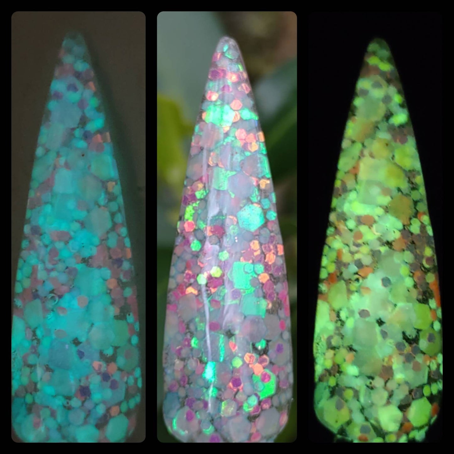 Electric Slide Dip / Iridescent Holographic Glow Chunky Glitter / Acrylic Nail Dip Powder