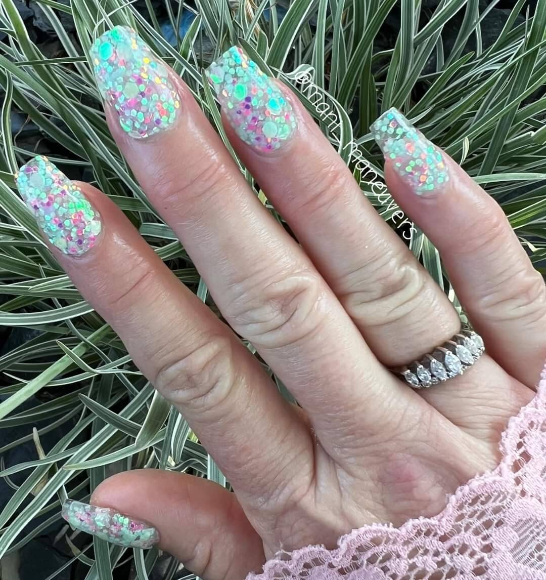 Electric Slide Dip / Iridescent Holographic Glow Chunky Glitter / Acrylic Nail Dip Powder