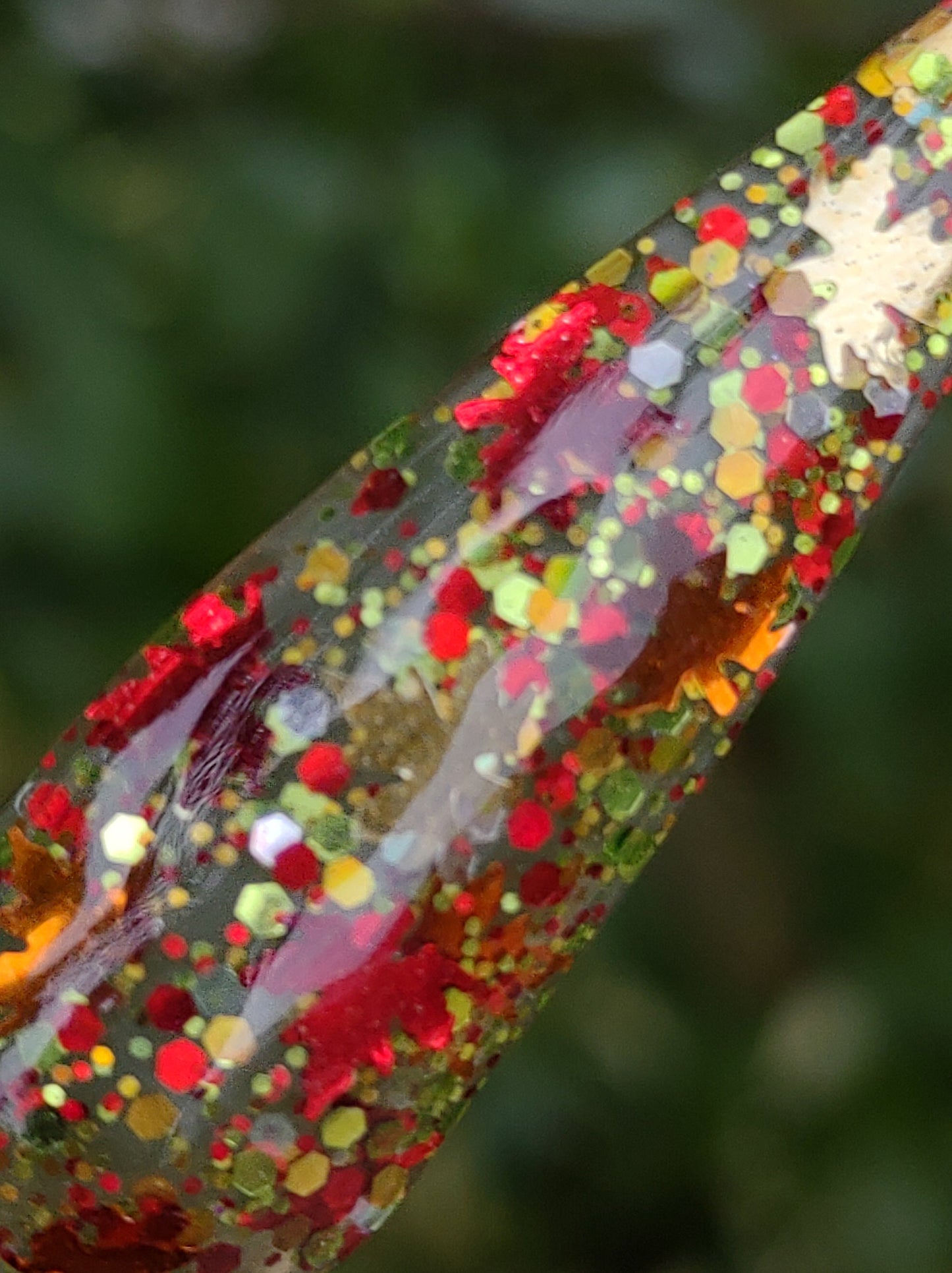 Free Fallin' / Fall Leaves, Red, Green & Gold Holographic Glitter in a Clear Base / Acrylic Nail Dip Powder