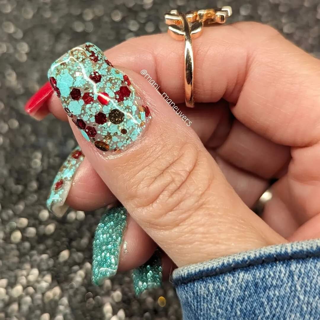 Berry Mojito Trio Mani with Ruby Red and WinterMint / Acrylic Nail Dip Powder
