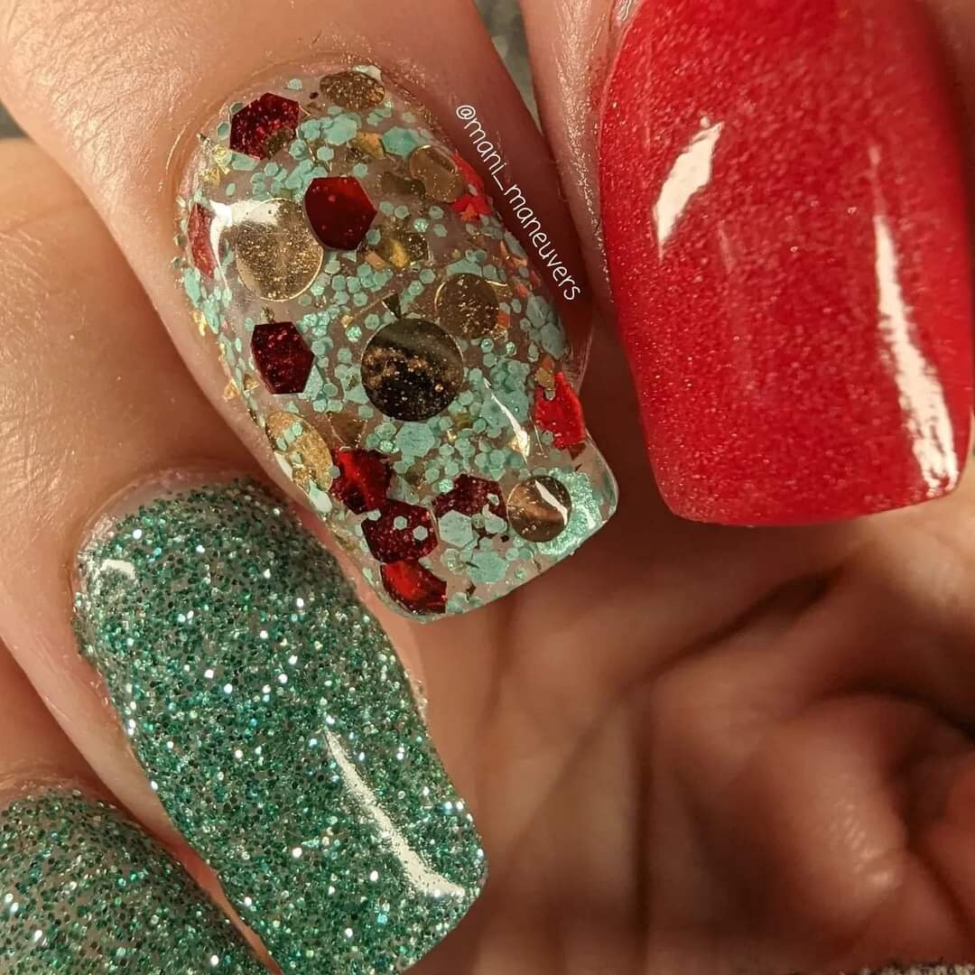 Berry Mojito Trio Mani with Ruby Red and WinterMint / Acrylic Nail Dip Powder