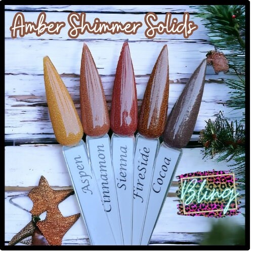 Chocolate Latte and Amber Collection / Chocolate Latte, Rocky Road, Expresso, Goldfinger / Shards & Glitters / Acrylic Nail Dip Powder