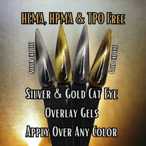 Silver Cat Eye | Clear Base | Overlay On Any Color | HEMA, HPMA, TPO Free uv/led | 15ml Bottle | Soak Off | Gel Nail