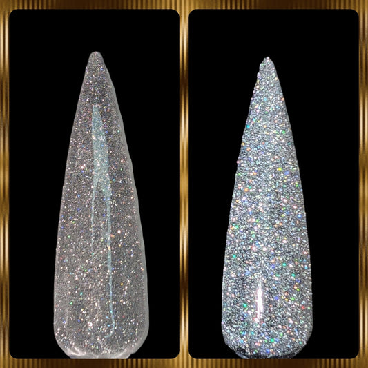 Reflective Halo Gel Top Coat Gel | Silver Holographic Fine Glitter in a Clear Gel Base | HEMA, HPMA, TPO, 30 Free uv/led | 15ml | Soak Off