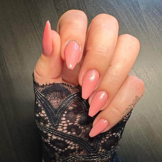 Peachy Keen Shimmer Rubber Base Gel | HEMA, HPMA, TPO Free uv/led | 15ml | Soak Off | Clear | No Odor | Non-Yellowing