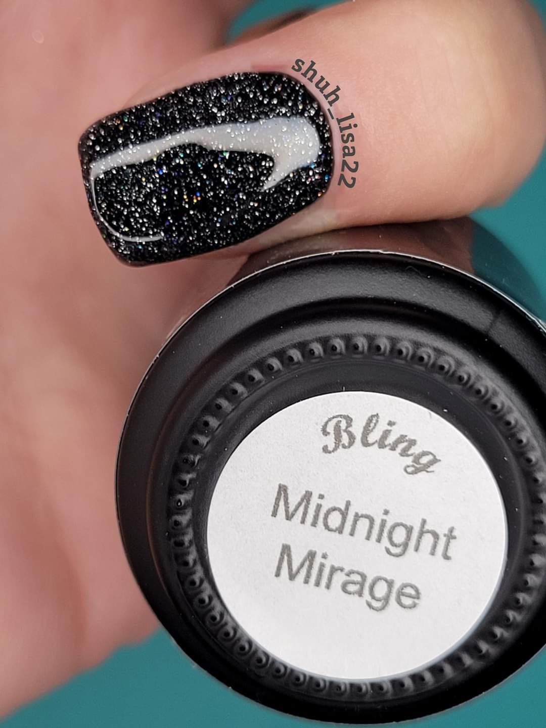 Midnight Mirage Reflective Black Gel | Lights up under Flash | HEMA, HPMA, TPO Free uv/led | 15ml | Soak Off |