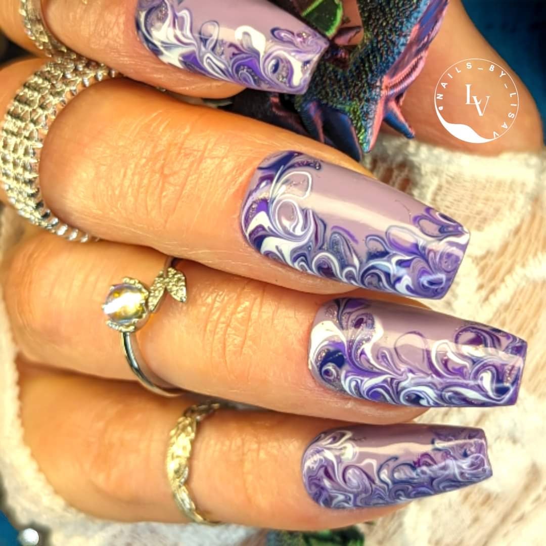 Purple Swirl Gel Mani | Venus, Lavish Lavender, Wine Down, Scandal, Aquarius, Diva | HEMA, HPMA, TPO, 30 Free uv/led | 15ml | Soak Off |