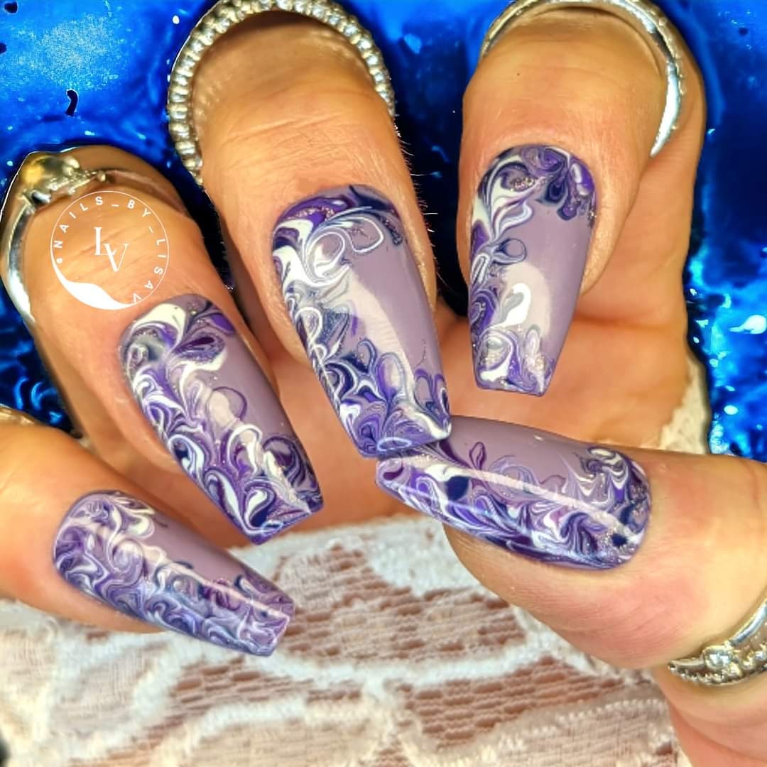 Purple Swirl Gel Mani | Venus, Lavish Lavender, Wine Down, Scandal, Aquarius, Diva | HEMA, HPMA, TPO, 30 Free uv/led | 15ml | Soak Off |