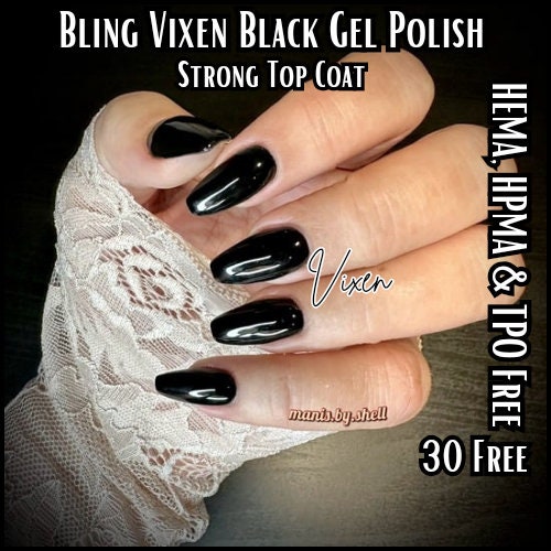 Vixen Black Gel | Highly Pigmented Nail Art, Lines, Embellishment | One Coat Coverage | Bottle | HEMA, HPMA, TPO Free uv/led | 15ml | Gel
