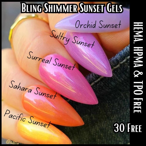 Orchid Sunset | Shimmer Mermaid Gels | Summer Sunset | HEMA, HPMA, TPO, 30 Free uv/led | 15ml | Soak Off |