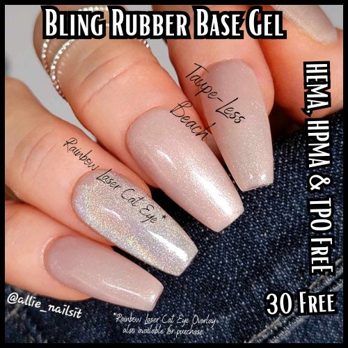 Taupe-Less Beach Shimmer Rubber Gel with Cat Eye Laser Rainbow | HEMA, HPMA, TPO, 30 Free uv/led | 15ml | Gel Nails
