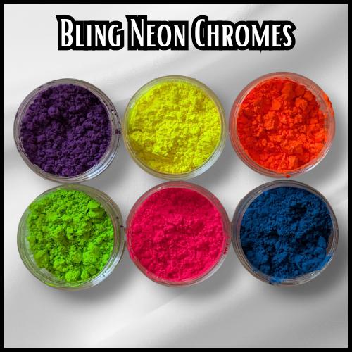 Neon CHROMES | Florescent Effect Chromes Powder | Colorful Solid Coverage | Chrome Pigment | Not Dip
