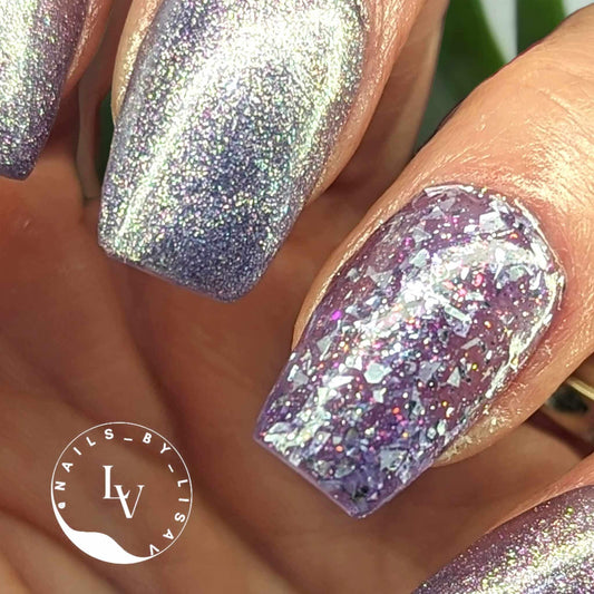 Aquarius Mermaid Micro Flake and Purple Craze Flake Glitter Gel Mani | 30 Free | HEMA, HPMA, TPO Free uv/led | 15ml | Soak Off |