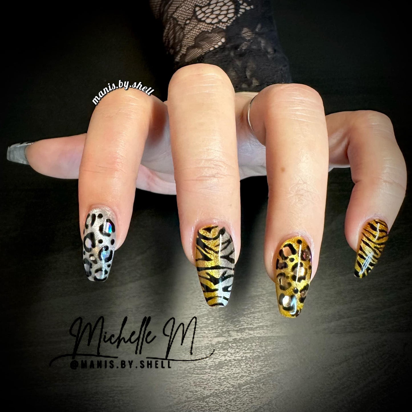 Gold & Silver Animal Print Mani | Cat Eye | Vixen Solid Black Gel Polish | HEMA, HPMA, TPO Free uv/led | 15ml Bottle | Soak Off | Gel Nail