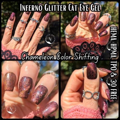 Glitter Cat Eye Gel Polishes